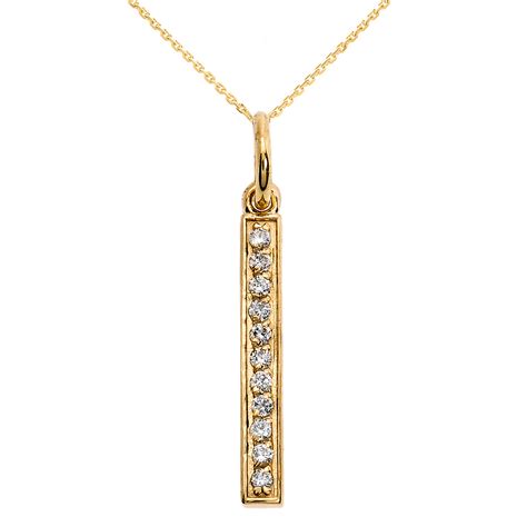 14K Gold Bar Necklace Vertical