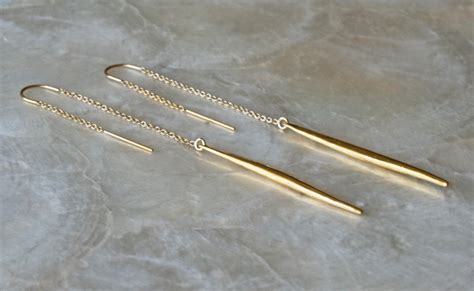 Threader Earrings Real&nbsp;Gold